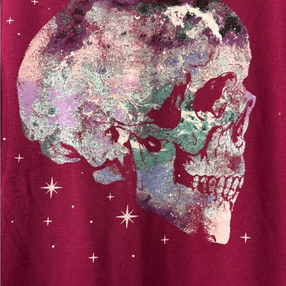 Torrid Galaxy Skull Graphic Tee – Plus Size Ruffle Sleeve & Banded Hem - Picture 1 of 9